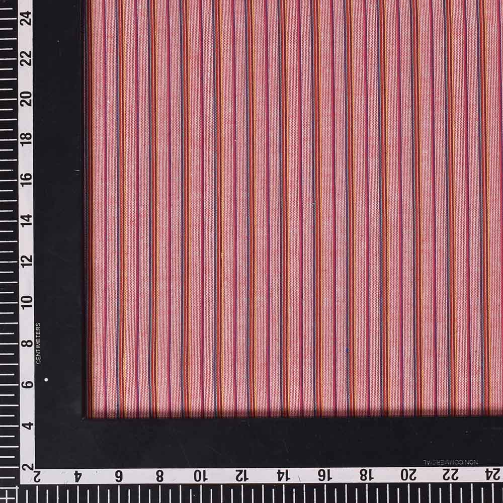 STRIPE RED PURE COTTON 83 GSM HANDWOVEN FABRIC