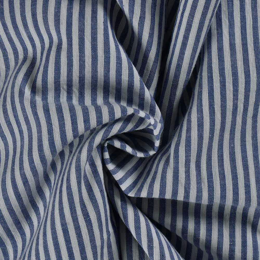 Stripe Blue & White Pure Cotton 87 GSM Handwoven Fabric