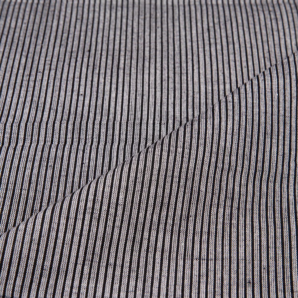 PINSTRIPE BLACK PURE COTTON 79 GSM HANDWOVEN FABRIC