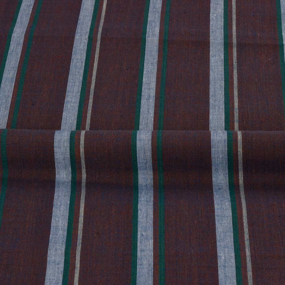 STRIPE BROWN PURE COTTON 75 GSM HANDWOVEN FABRIC 226