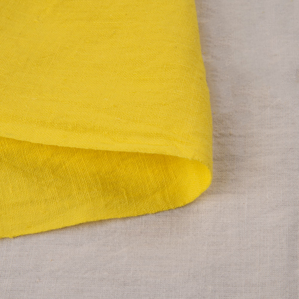 Plain Yellow Pure Khadi 120 GSM Handspun & Handwoven Fabric