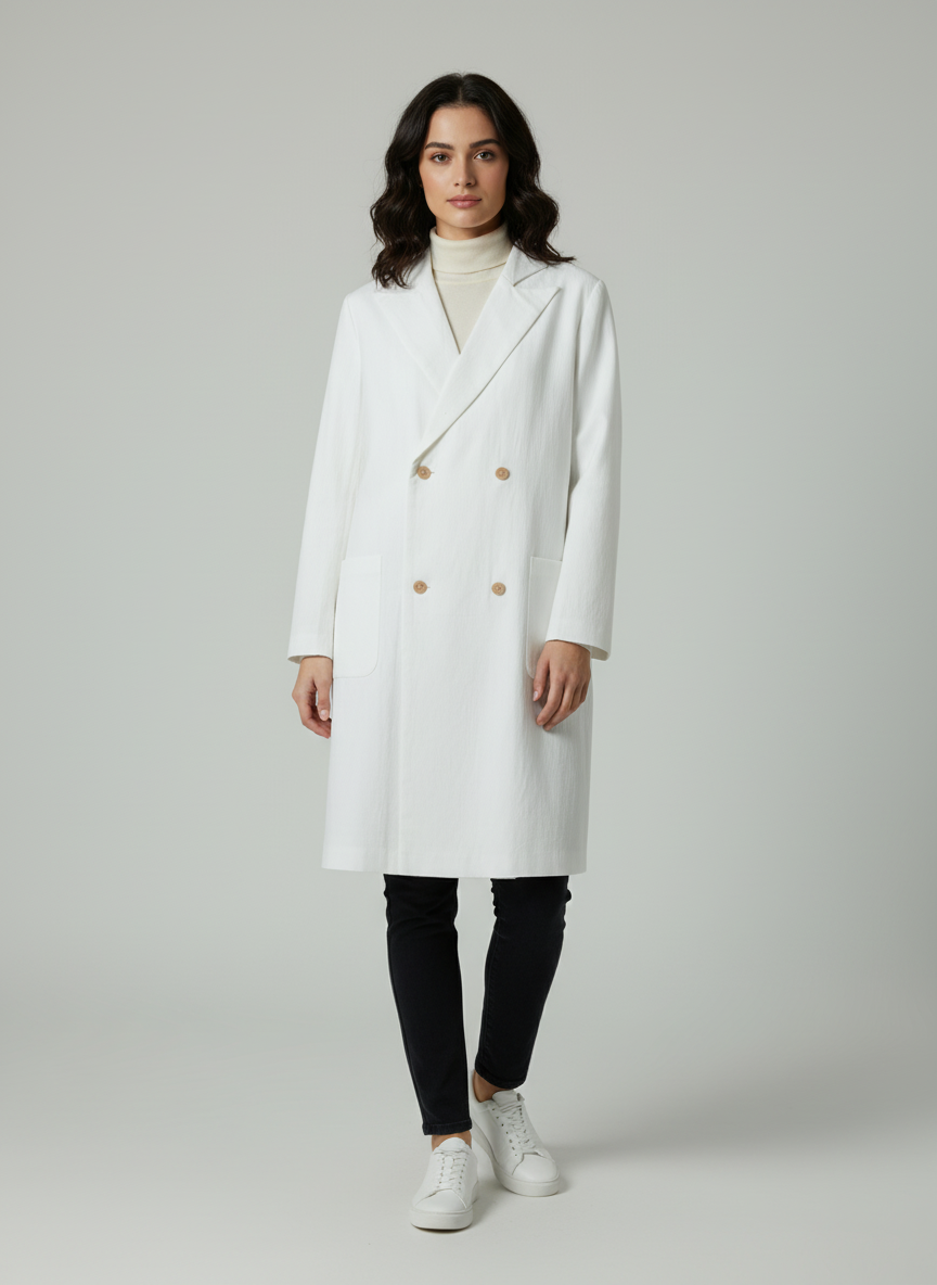Long Tailored Trench Coat With Pockets