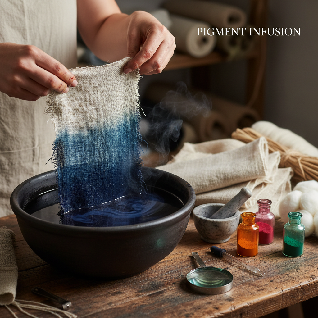 Handspun khadi cotton fabric showing uneven slubs and natural weave texture before screen printing