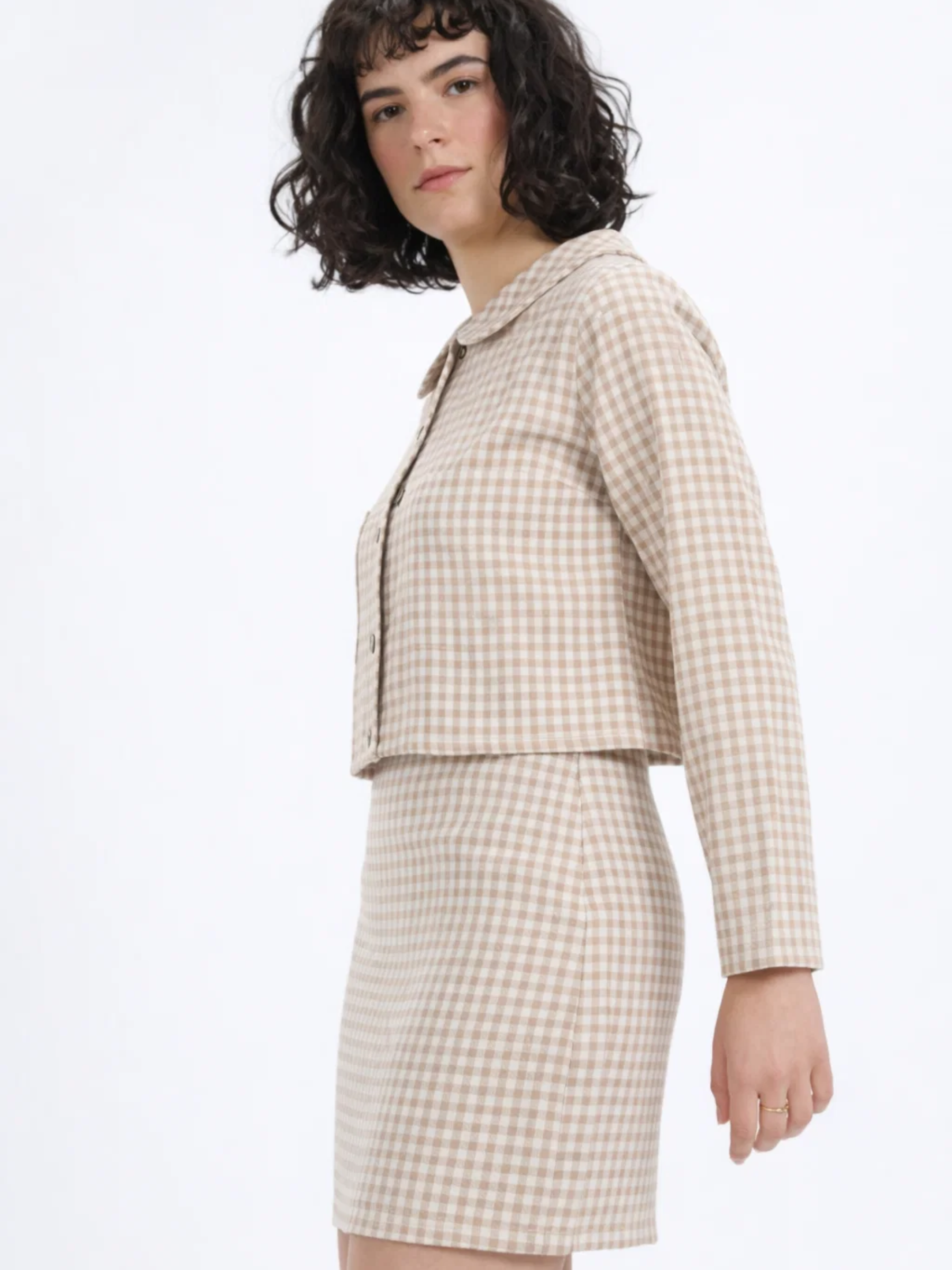 Full Sleeve Buttoned Top & Short Skirt Co-ord Set