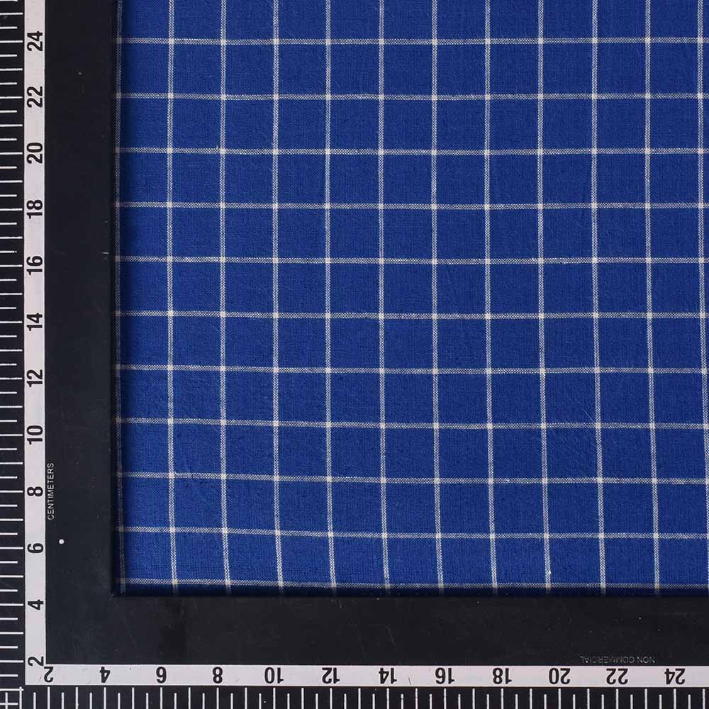 CHECK BLUE WHITE PURE COTTON 94 GSM HANDWOVEN FABRIC 478