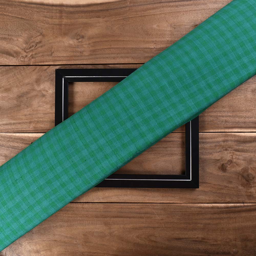 Check Green Pure Khadi 125 GSM Handwoven Fabric