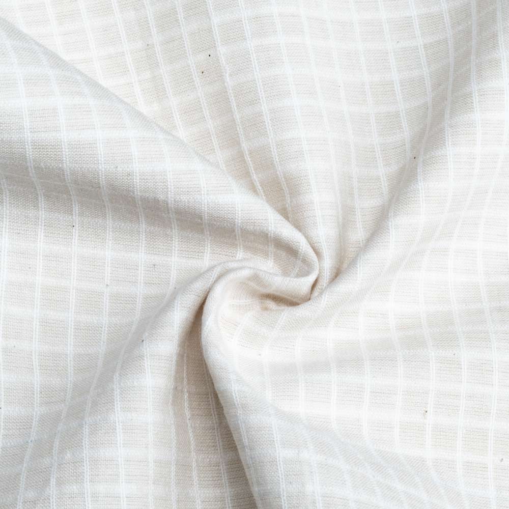 Check Cream Pure Cotton 97 GSM Handwoven Fabric