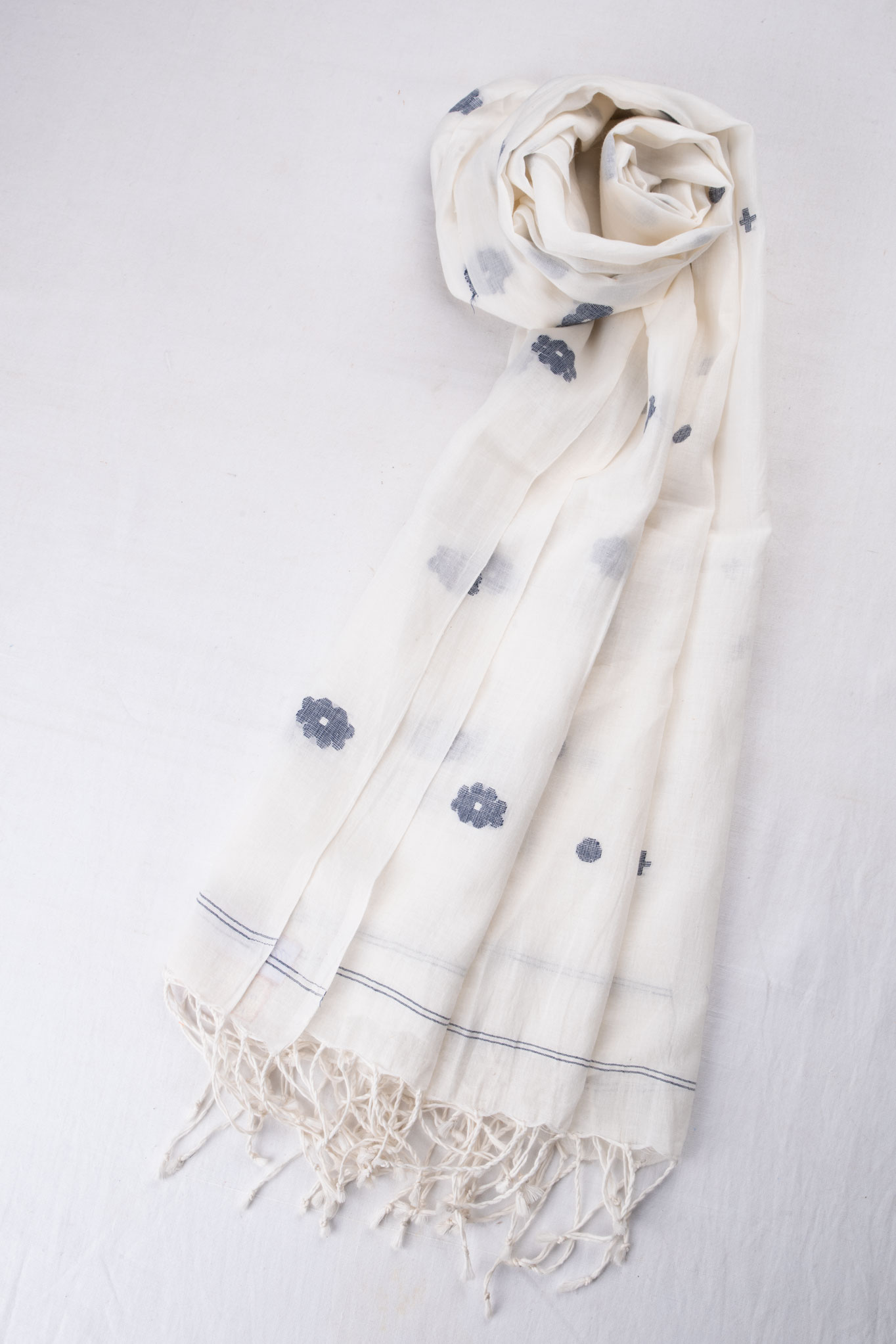 STRIPE GREEN HANDWOVEN PURE COTTON SCARF 09