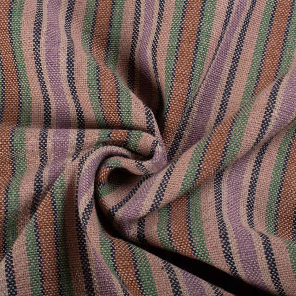 Stripe Multicolor Khadi Cotton 280 GSM Handwoven Fabric 476