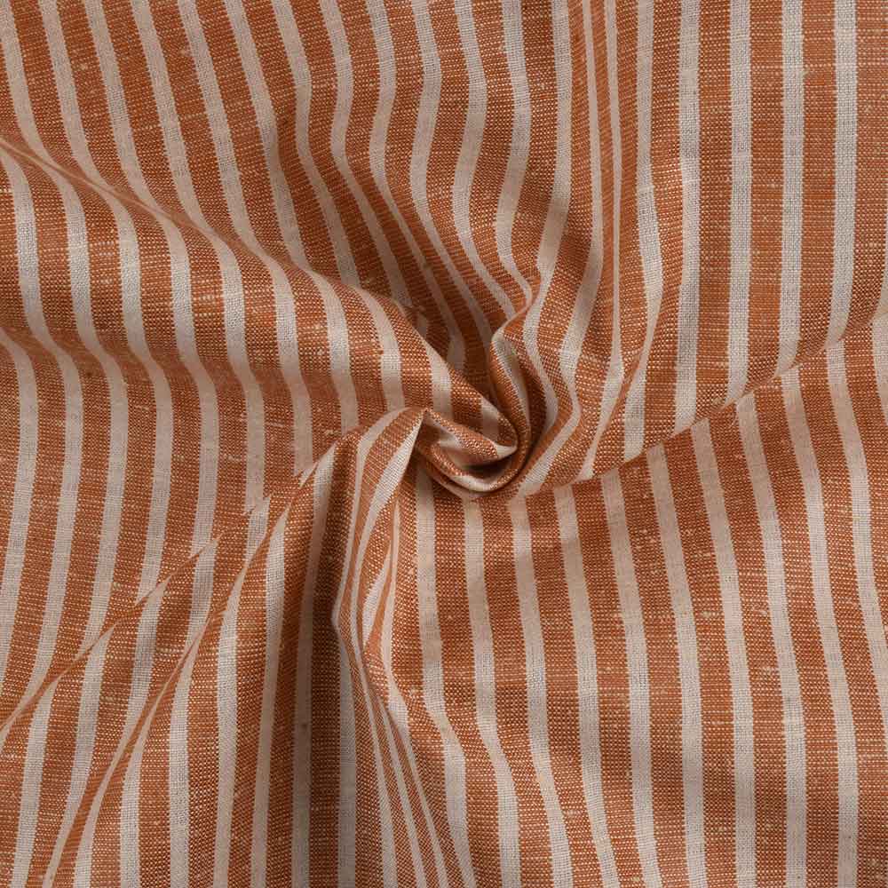 Stripe Brown Matka Silk & Cotton Blend 105 GSM Handwoven Fabric