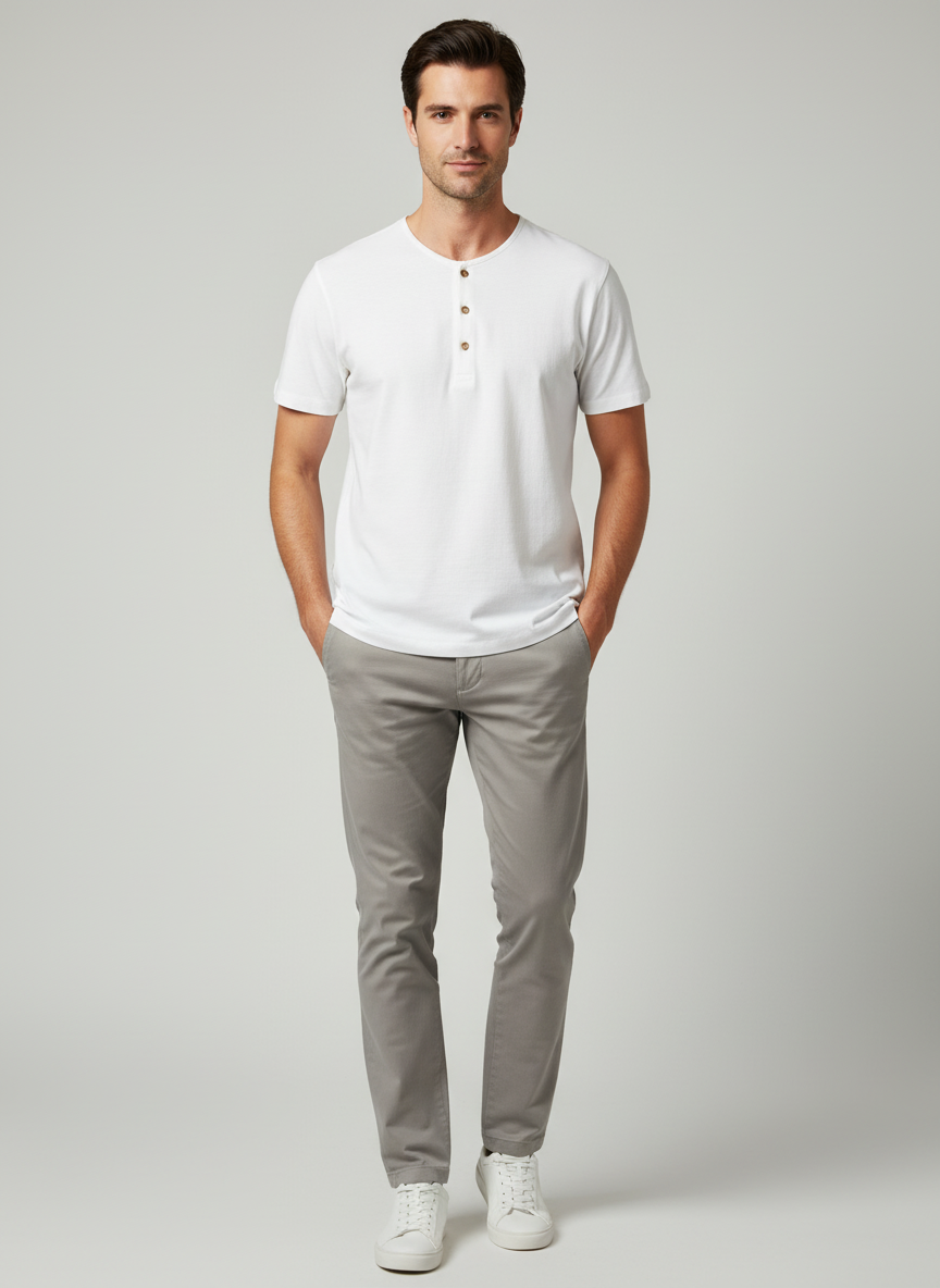 Roundneck T-Shirt - Popover Placket