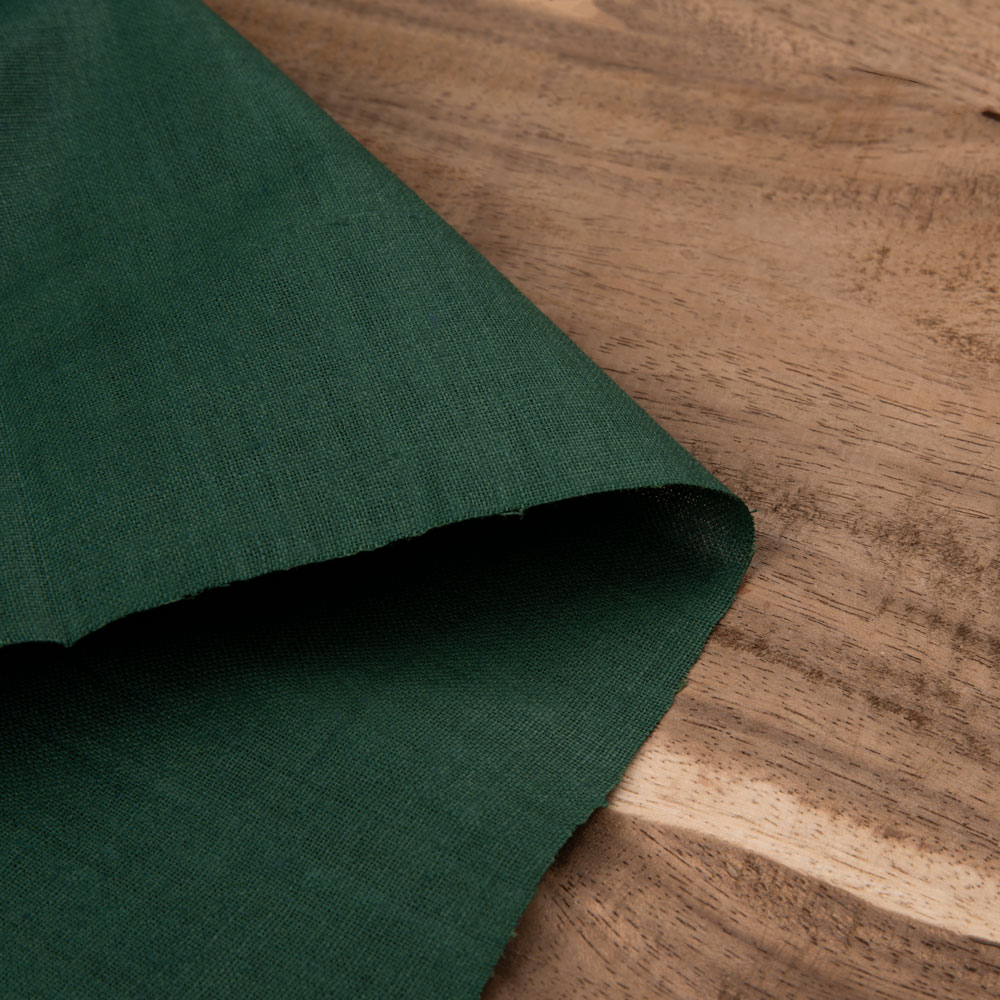 Plain Green Khadi 122 GSM Fabric - Handspun & Handwoven H12