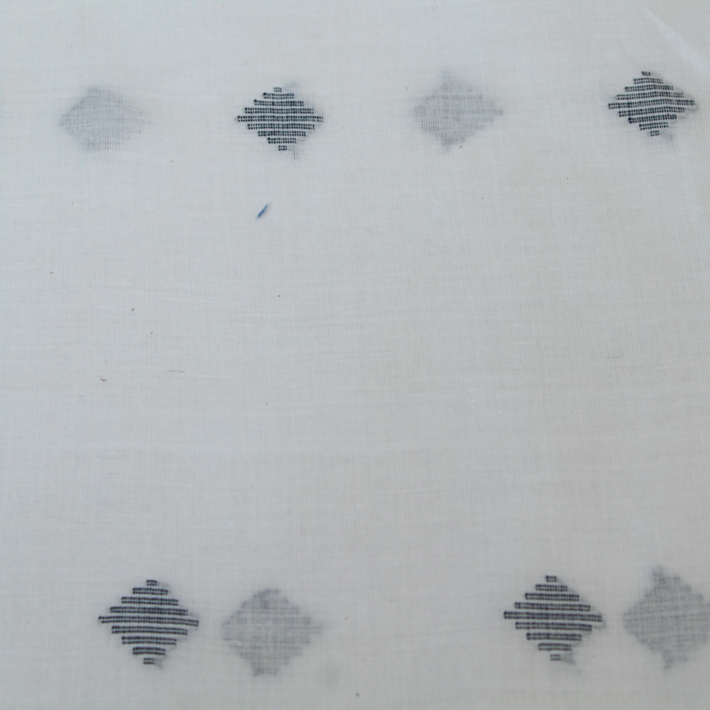 Geometric White Jamdani Pure Cotton 55 GSM Fabric 31