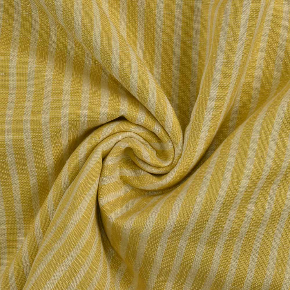Stripe Yellow Matka Silk & Cotton Blend 105 GSM Handwoven Fabric