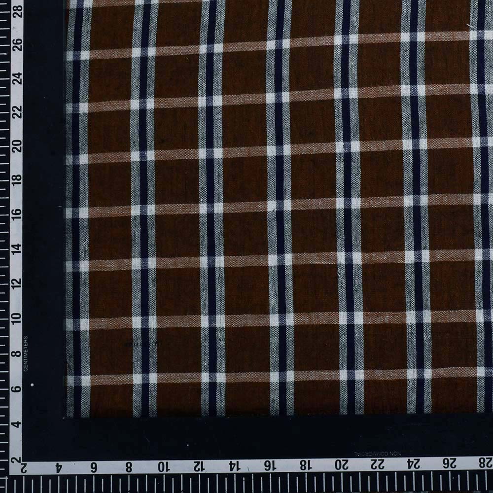 CHECK BROWN PURE COTTON 102 GSM HANDWOVEN FABRIC