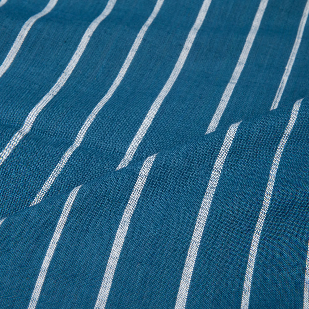 STRIPE BLUE PURE COTTON 109 GSM HANDWOVEN FABRIC