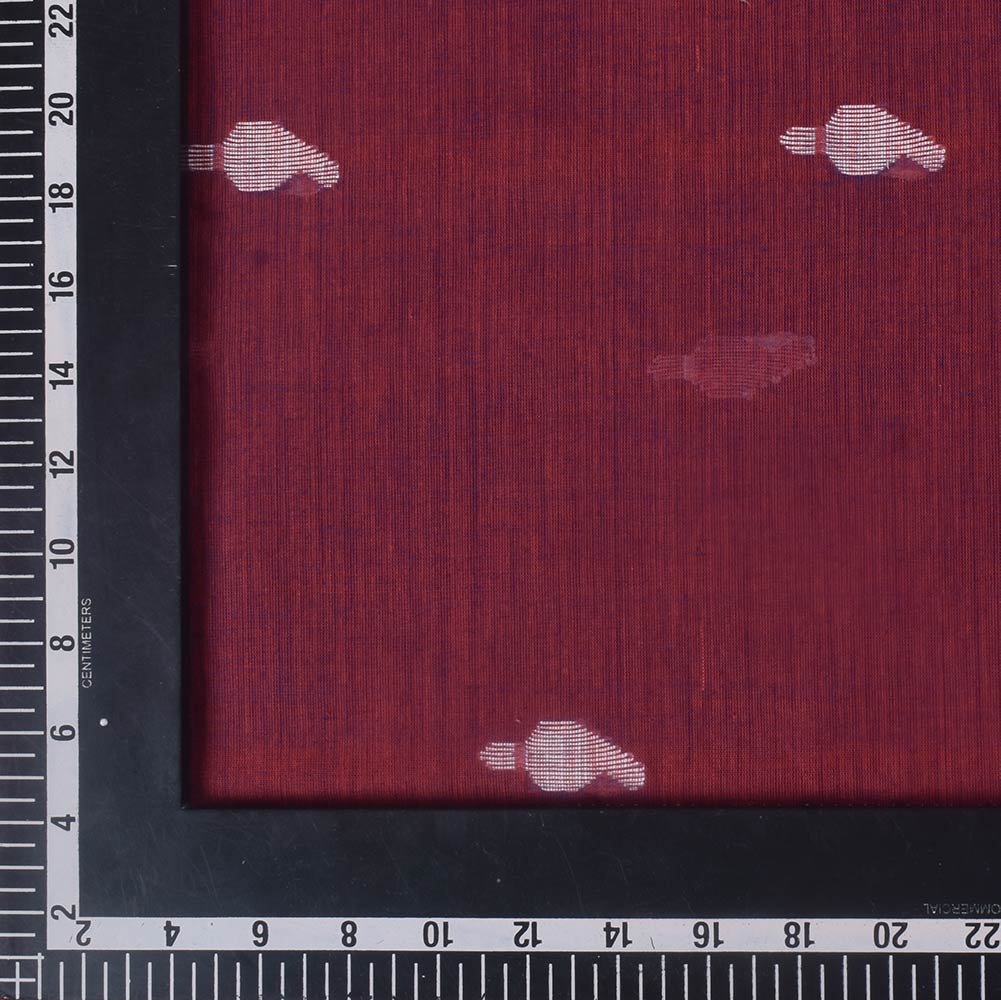 PAISLEY MAROON JAMDANI PURE COTTON 52 GSM HANDWOVEN FABRIC
