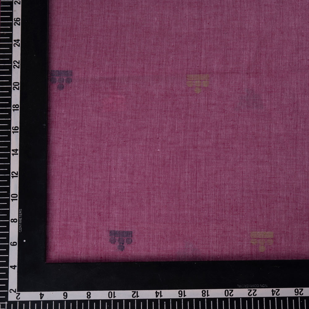 GEOMETRIC PLUM JAMDANI PURE COTTON 56 GSM HANDWOVEN FABRIC