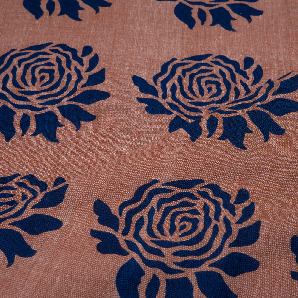 ROSE BROWN SCREENPRINTED COTTON KHADI 84 GSM HANDWOVEN FABRIC