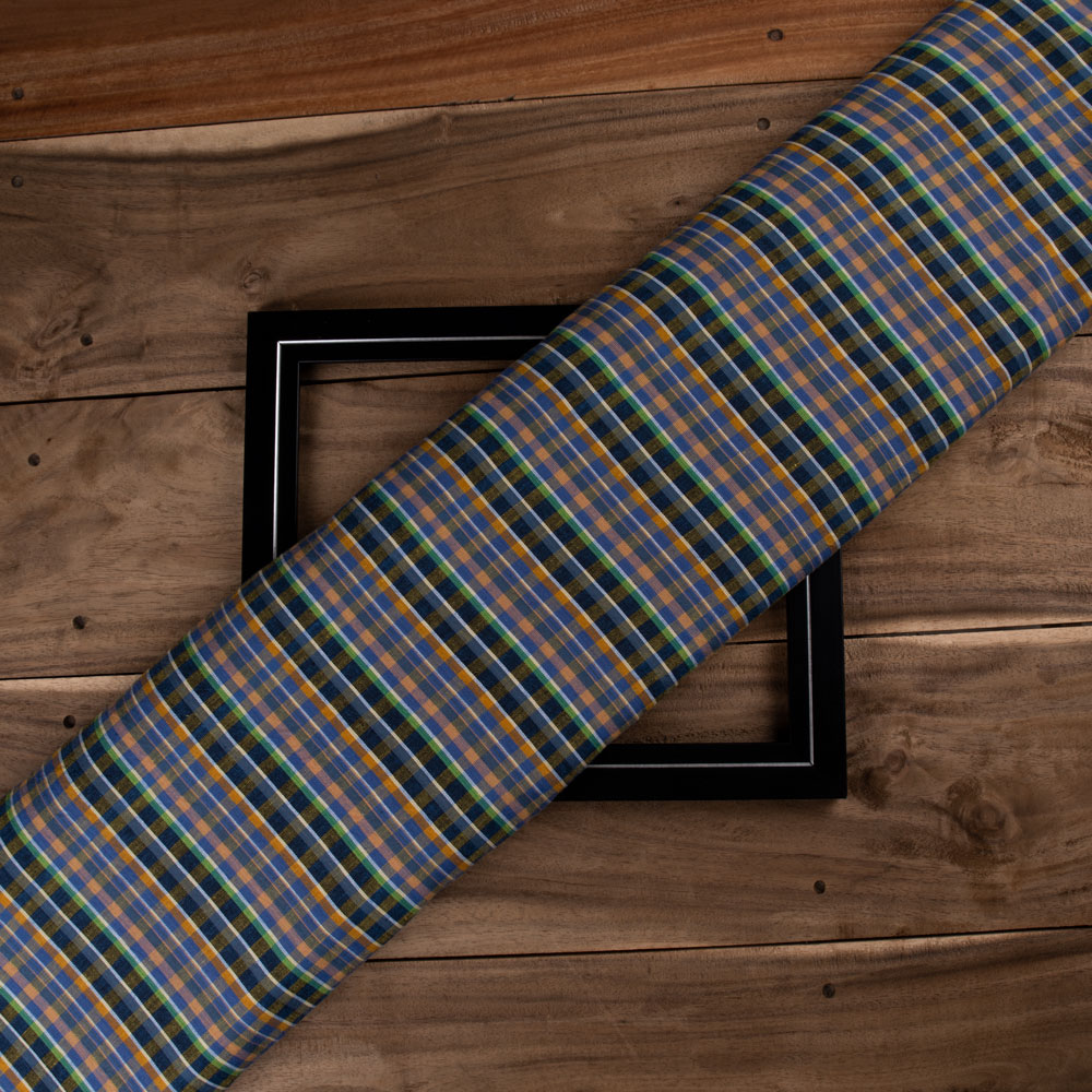 Check Multicolour Pure Cotton 100 GSM Handwoven Fabric 324