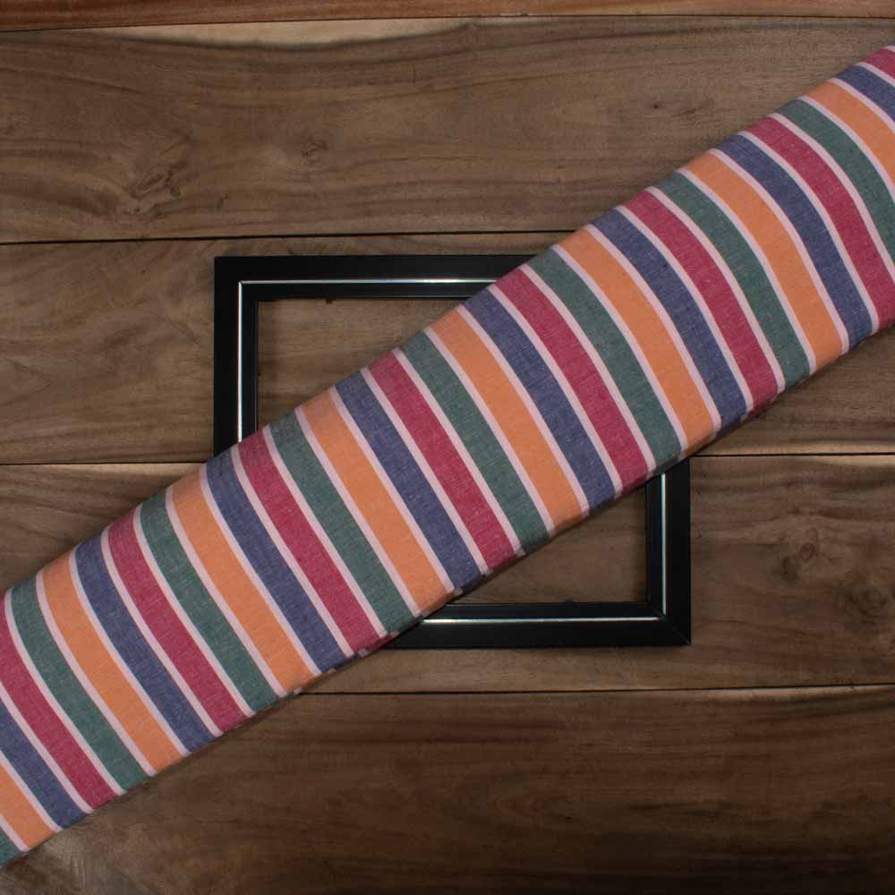 Stripe Multicolor Pure Cotton 125 GSM Handwoven Fabric