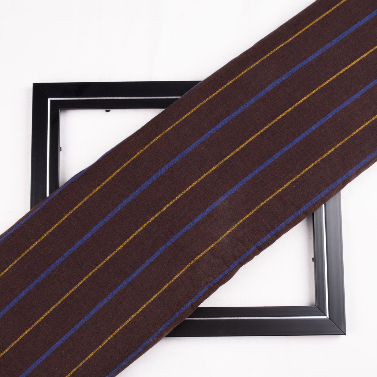 Pinstripe Brown Pure Cotton 101 GSM Handwoven Fabric