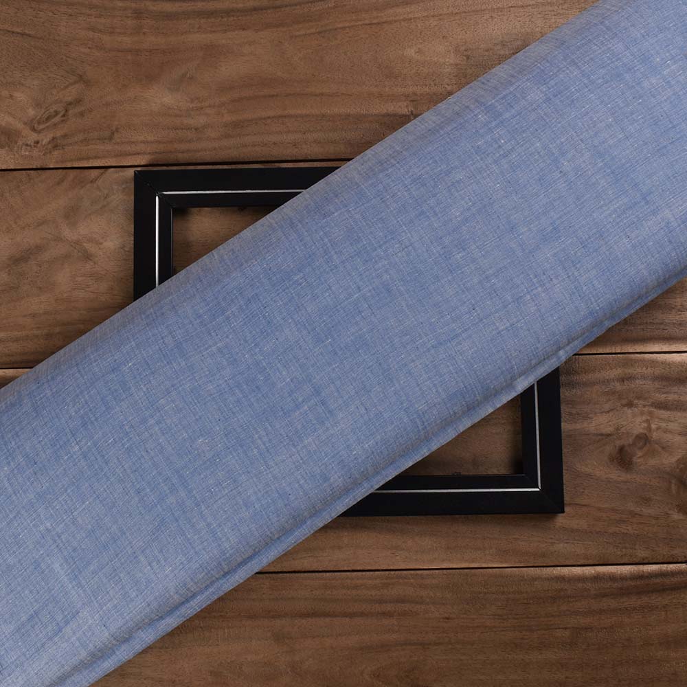 Chambray Blue Khadi Cotton 75 GSM Handwoven Fabric H54