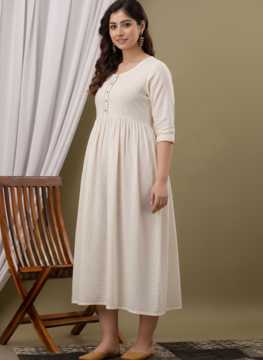 Buttoned Anarkali Basic Dress