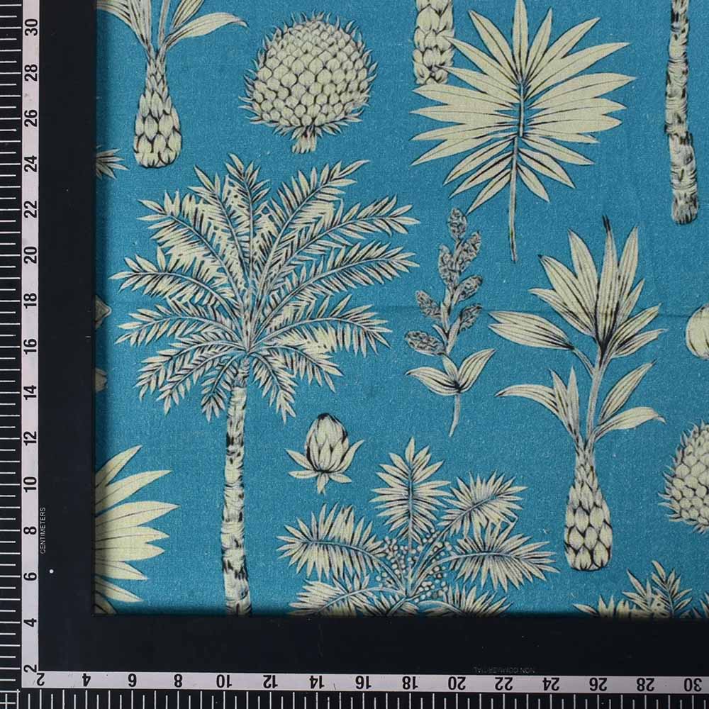 ABSTRACT BLUE DIGITAL PRINTED KHADI COTTON 120 GSM HANDWOVEN FABRIC