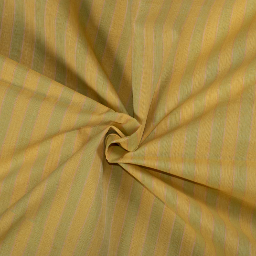Stripe Yellow Pink Green Cotton 60 GSM Handwoven Fabric
