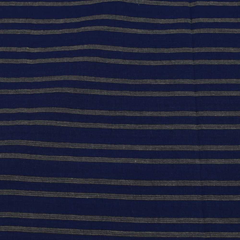 STRIPE INK BLUE & GREY PURE COTTON 95 GSM HANDWOVEN FABRIC