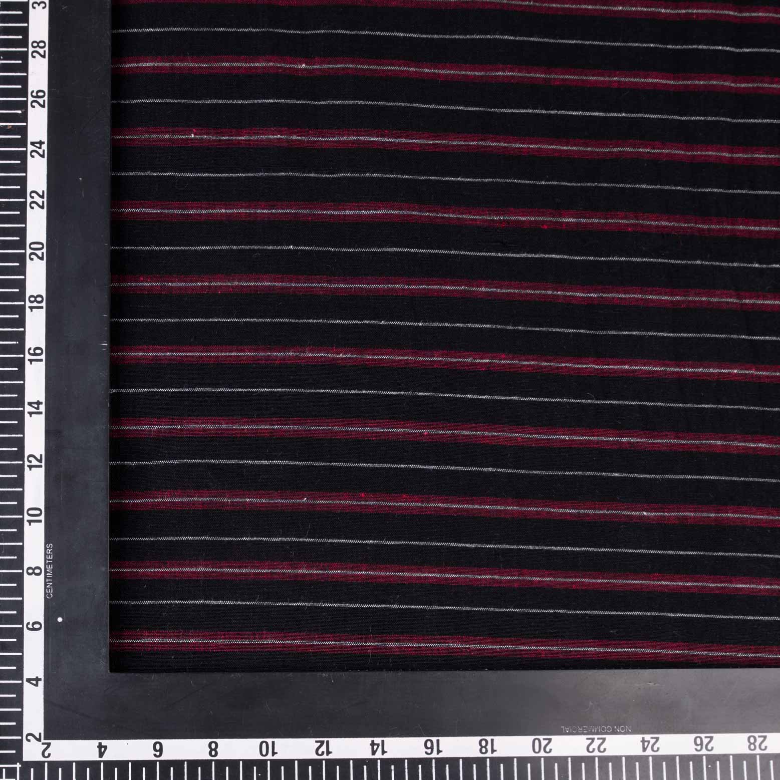 STRIPE BLACK KHADI COTTON 155 GSM HANDWOVEN FABRIC