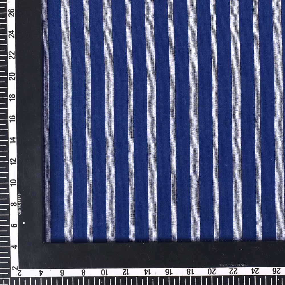 STRIPE BLUE WHITE PURE COTTON 100 GSM HANDWOVEN FABRIC 293