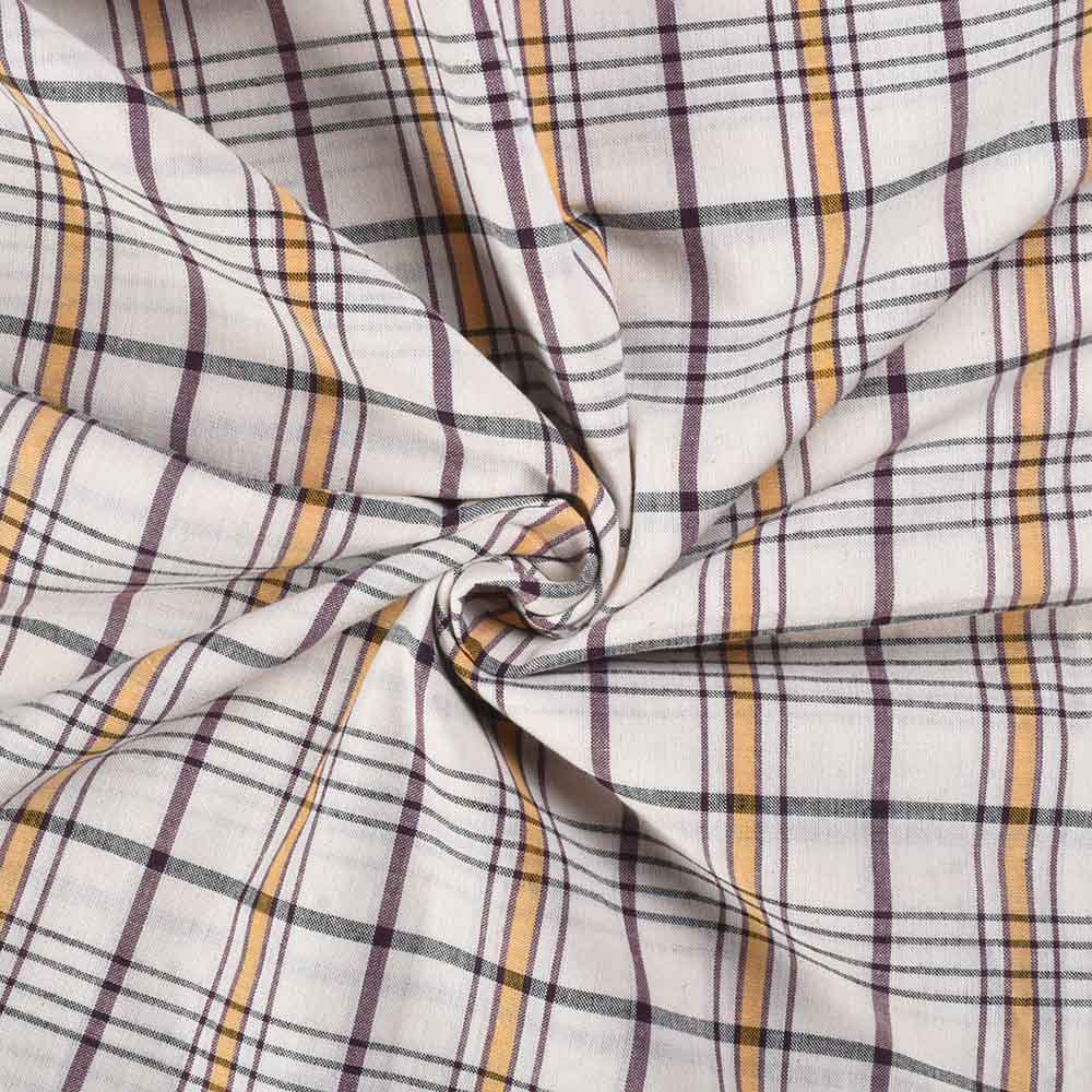 Check Multicolour Pure Cotton Handwoven 94 GSM Fabric
