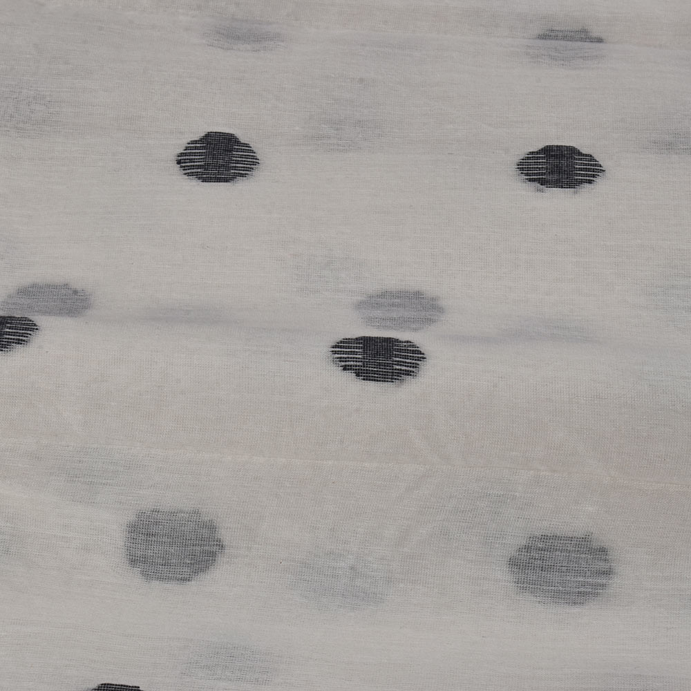 POLKA DOT WHITE JAMDANI COTTON SILK BLEND 62 GSM FABRIC