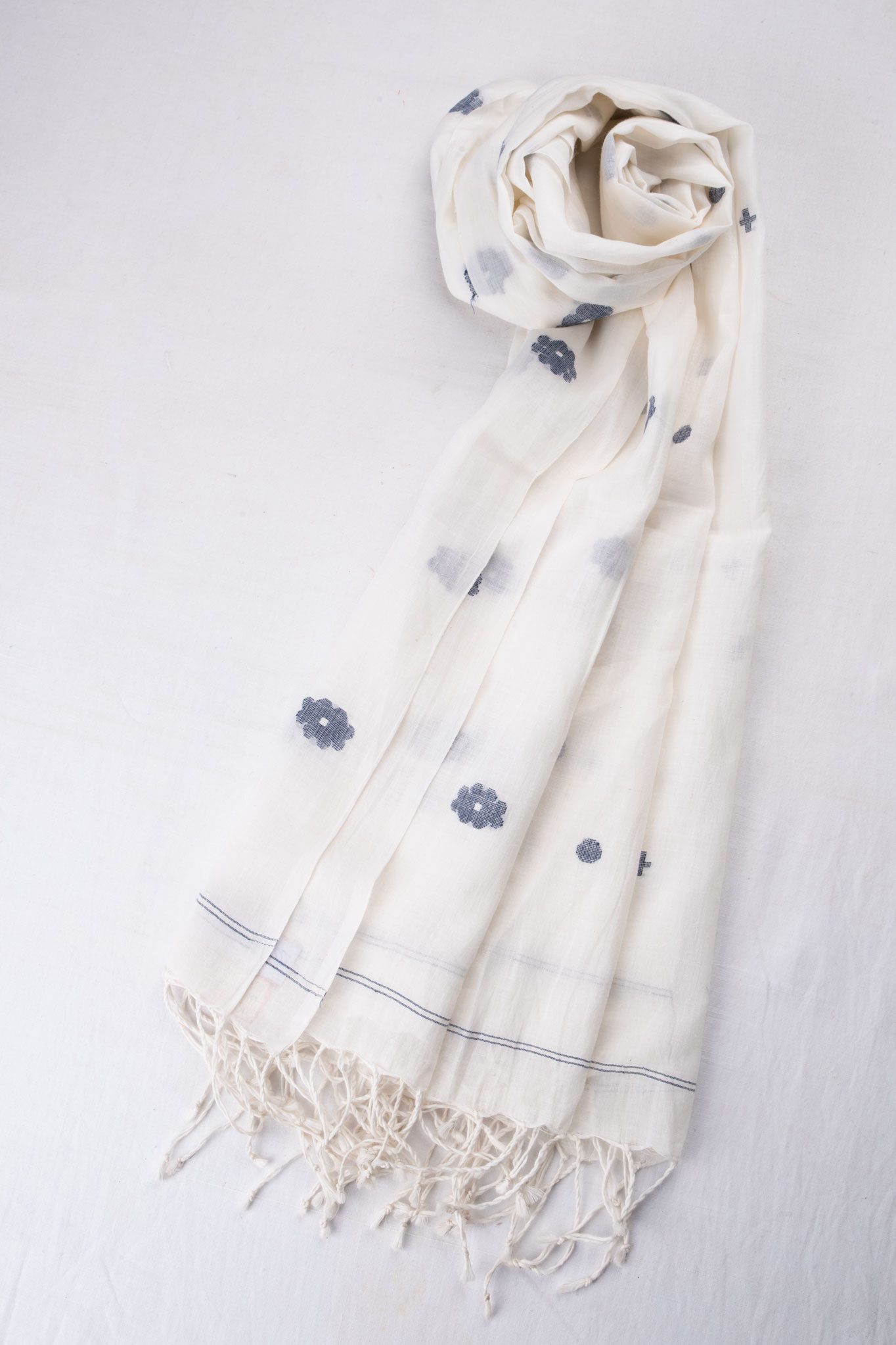 STRIPE RED HANDWOVEN PURE COTTON SCARF 08