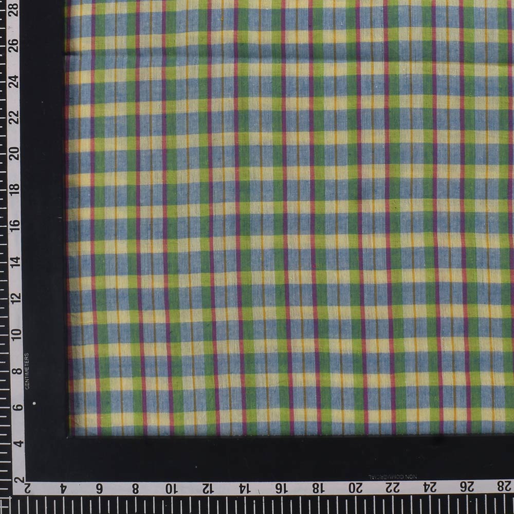 CHECK MULTI COLOR PURE COTTON 56 GSM HANDWOVEN FABRIC