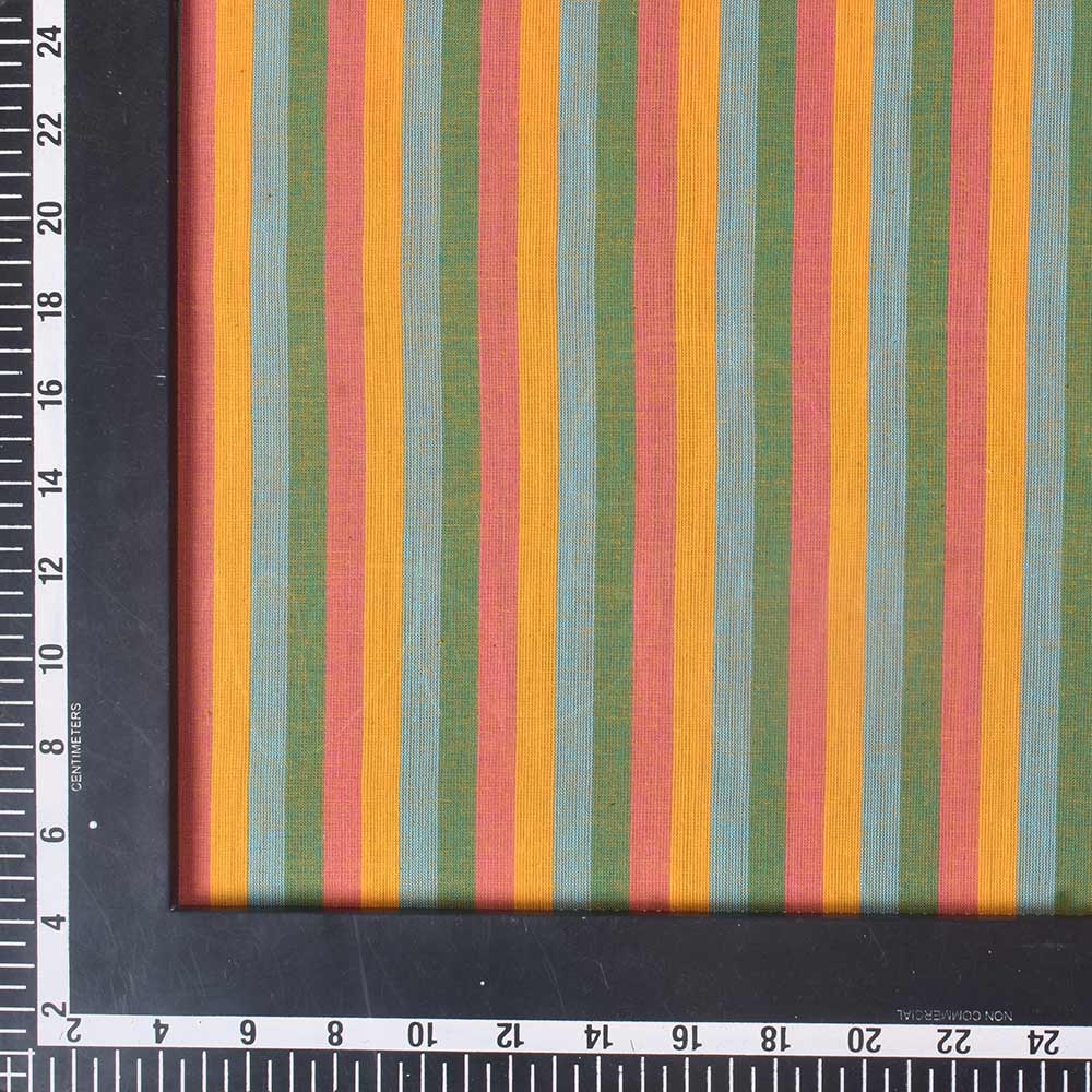 STRIPE MULTI COLOR PURE COTTON 80 GSM HANDWOVEN FABRIC 250