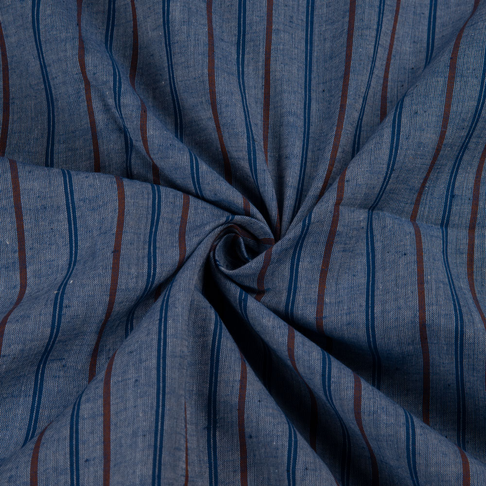 Stripe Blue Pure Cotton 65 GSM Handwoven Fabric 208