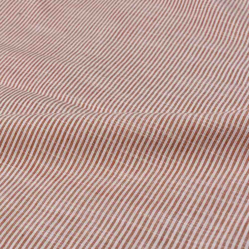 STRIPE BROWN WHITE SLUB PURE COTTON 105 GSM HANDWOVEN FABRIC