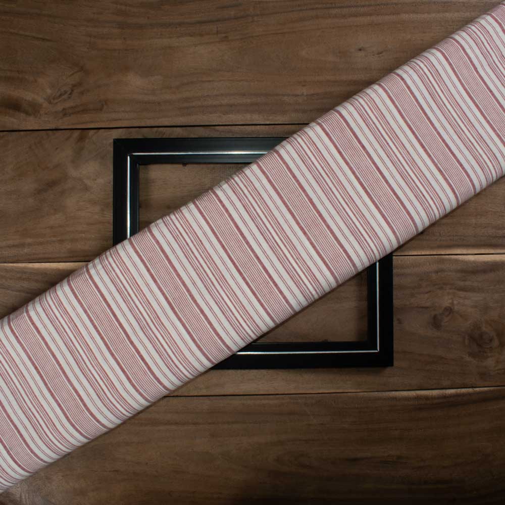 Stripe Red White Cotton 100 GSM Handwoven Fabric