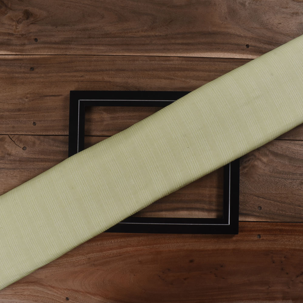 Stripe Pale Yellow Pure Cotton 80 GSM Handwoven Fabric