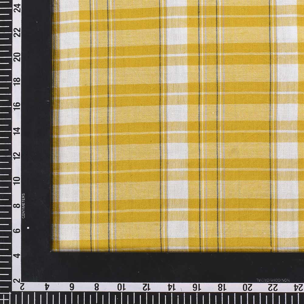 CHECK YELLOW PURE COTTON 105 GSM HANDWOVEN FABRIC