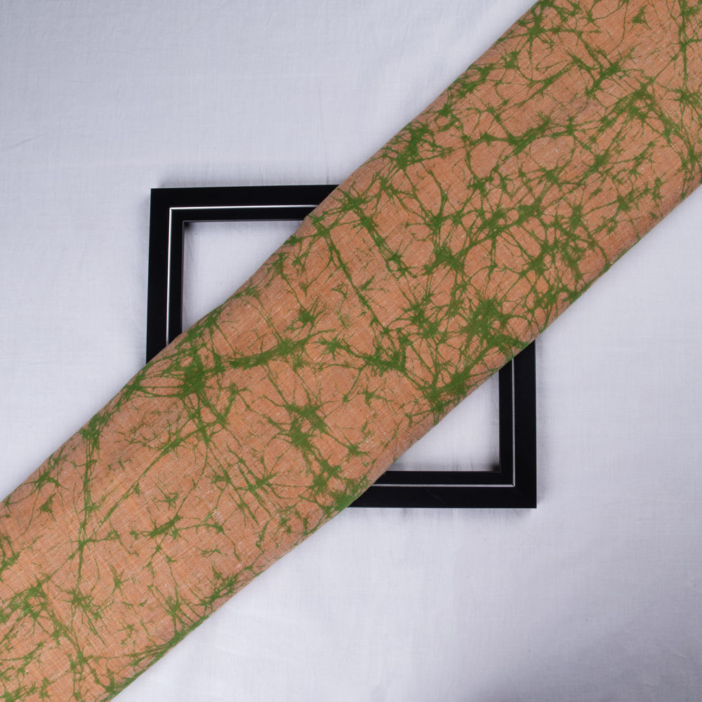 Abstract Brown Screenprinted Cotton Khadi 77 GSM Handwoven Fabric