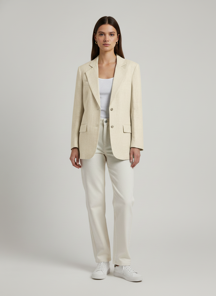 Squared Collared Coat With Notch Lapel- Side Flap Pockets