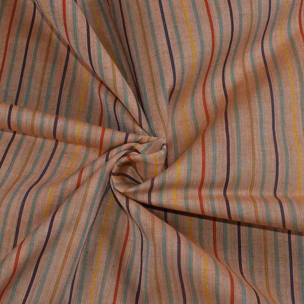 Stripe Multicolor Pure Cotton 70 GSM Handwoven Fabric 342
