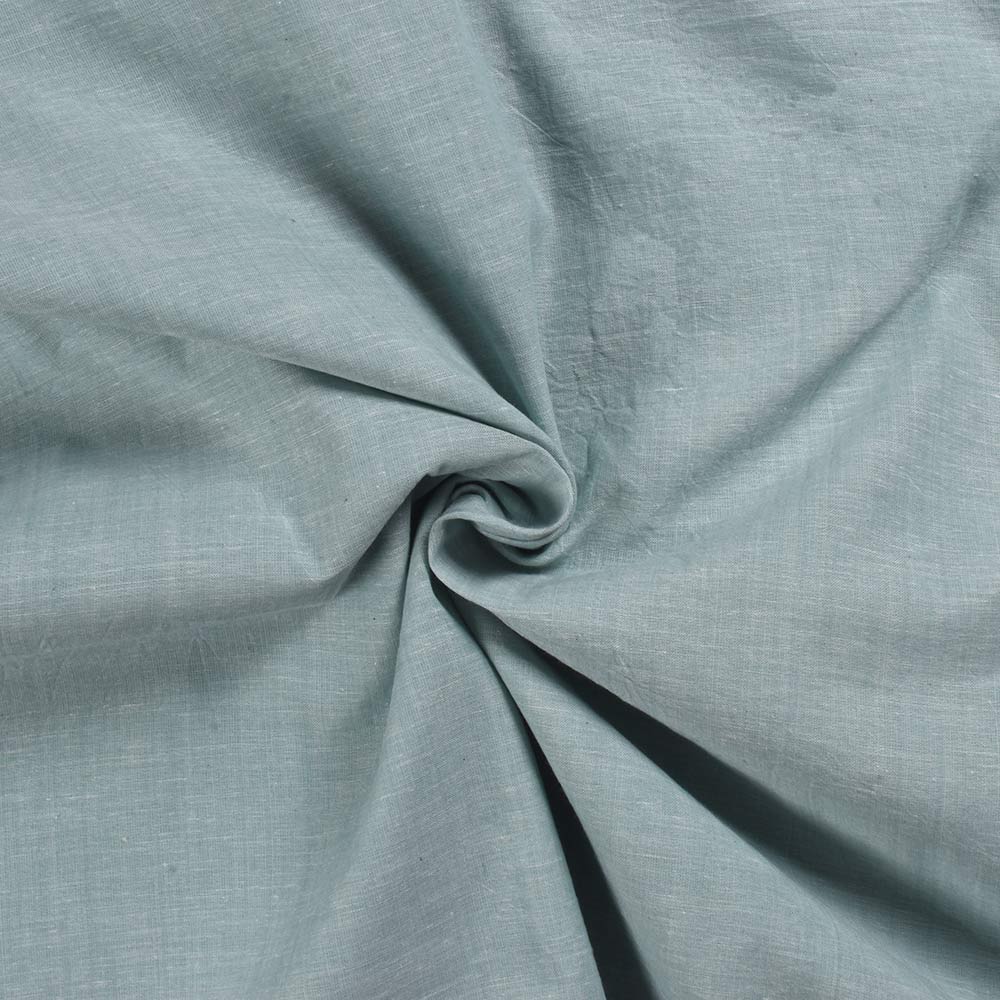 Chambray Light Green Khadi Cotton 70 GSM Handwoven Fabric