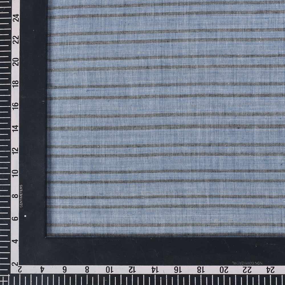 STRIPE BLUE & BLACK PURE COTTON 64 GSM HANDWOVEN FABRIC