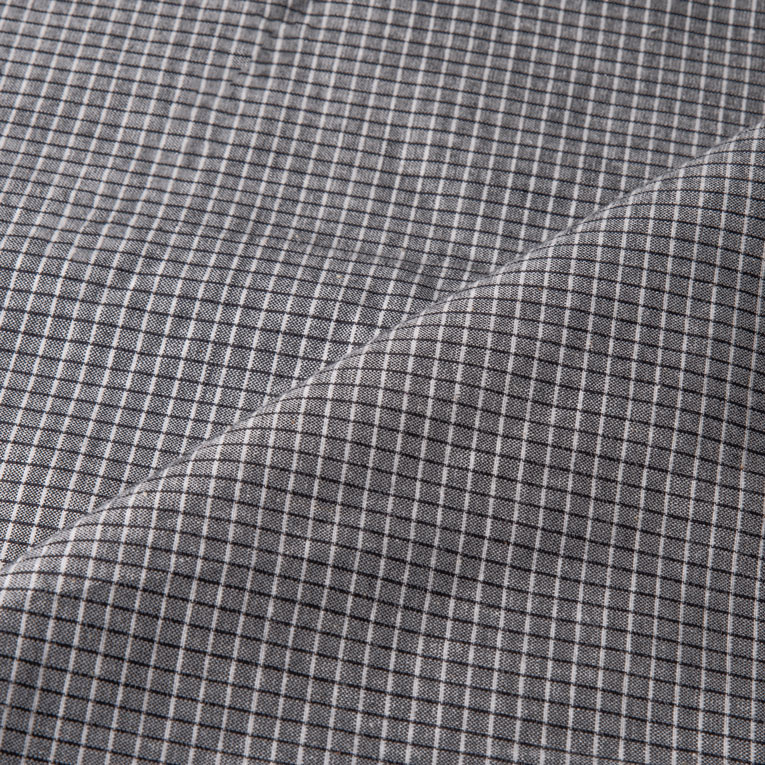 CHECK DARK GREY PURE COTTON 80 GSM HANDWOVEN FABRIC