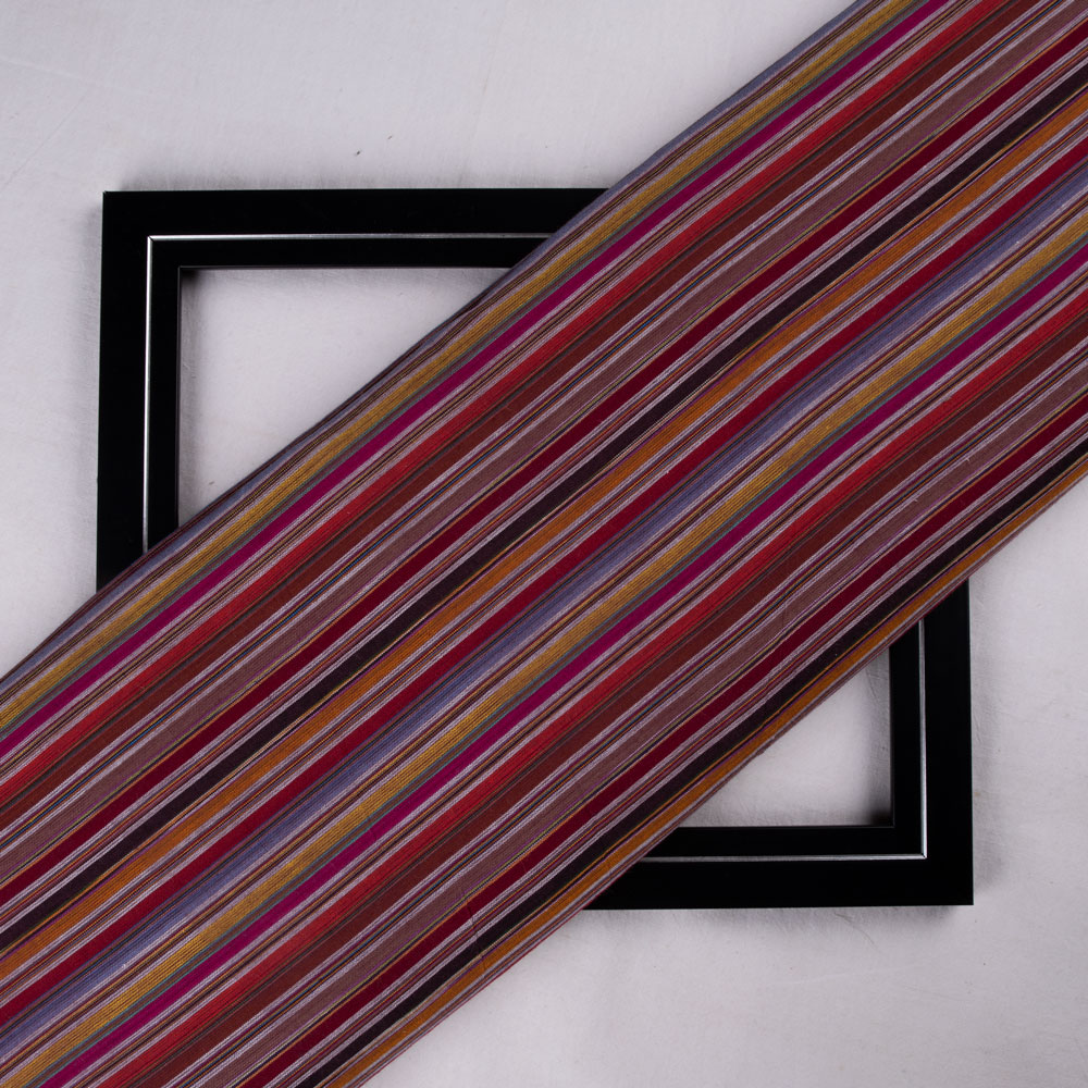 Stripe Multicolour Pure Cotton 94 GSM Handwoven Fabric 134